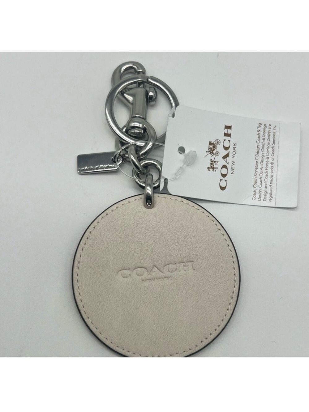 Coach Round Leather Beachball Keychain Bag Charm in Red, Blue & Cream NWT - Picture 6 of 7